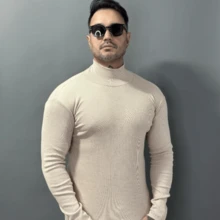 Turtleneck Sweater Cacharrel Cold Men's Sweater Winter 2025 - 黑色 - 查看 6