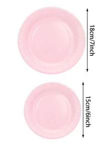 10 件/20 件/50 件浅粉色一次性纸盘 6 英寸粉色纸质蛋糕盘 7 英寸甜点盘适用于小吃、沙拉、家庭晚餐和 DIY 工艺品，适用于办公室、露营、室内使用、生日、新娘送礼会、性别揭晓、婚礼 - 粉色 - 查看 2