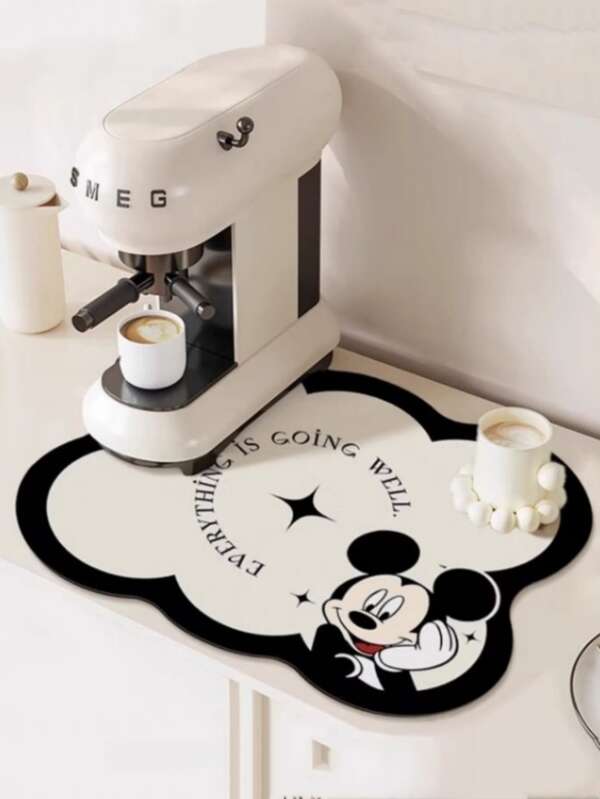 Disney 1pc Disney Mickey Mouse Silicone Coffee Machine Drying Mat, Waterproof Anti-Oil Desk Pad, Heat Resistant Cup Mat, Non-Slip Kitchen Table Mat (Mickey Mouse Design Has 1 Mickey, Mickey & Minnie Design Has 2 Mickeys)