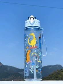 1pc 800ml Animal Dinosaur Straw Cup, Outdoor Sports Camping Water Bottle, Large Capacity Portable Cute Lady Office Water Bottle, Gradient Color Plastic Cup, Valentine's Day Gift - Multicolor - View 18
