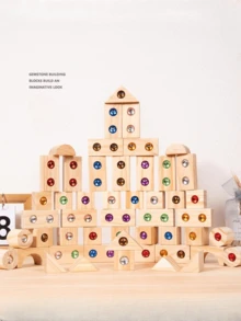 32 件/50 件木制几何宝石积木 - 益智玩具，适合男孩和女孩的完美圣诞礼物