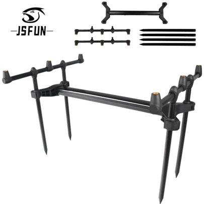 حامل ثلاثي القوائم بطراز أوروبي جديد من JSFUN | مجموعة حامل ذو قضيبين، مستقر للعصا المستقيمة (صيد الكارب/الصيد في الهواء الطلق/متعدد الأغراض)