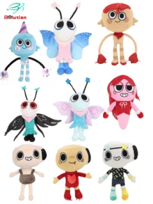 Molutian Dandy's World 红色恐龙打鼾雪莉毛绒玩具 | 柔软的动漫毛绒动物，带有心形设计，是送给孩子和动漫迷的可爱收藏礼物，富有表现力的眼睛，令人想抱抱的毛绒玩具 - 彩色 - 查看 2