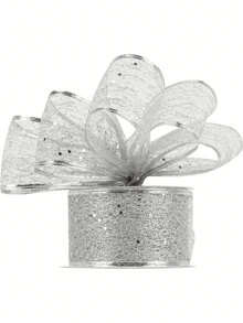 1pc 2m/Pack Christmas Decorative Wire Edge Ribbon, Powder Sprinkled Christmas Ribbon For Home Indoor Decor, Christmas Tree Ornament Home Decor Christmas Decorations Room Decor Winter