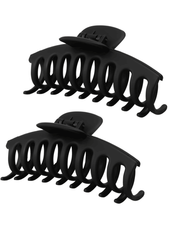 2pcs Black Hair Claw Clips, 4.3 Inch Large Matte Black Hair Claw, Fashionable Women's Hair Clip, Strong Hold Hair Accessory, Casual Versatile