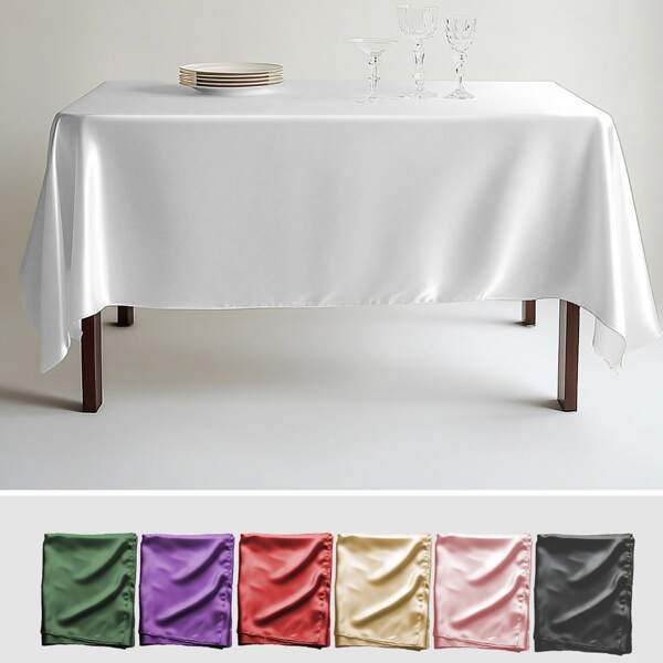 1 Stück mehrfarbige Satin Tischdecke 259,0 x 147,2 cm (ca. 102 x 58 Zoll) rechteckige Tischdecke aus Eisseide, glatte Tischdecke für Party, Festessen, Hochzeitsbankett Dekoration für rechteckige Tische