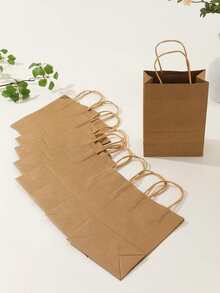 1/6/12个牛皮纸袋，圣诞礼品袋，带手柄的礼品包装袋，适用于牛皮纸礼品袋、节日、新年、婚礼、生日糖果袋、派对礼品袋