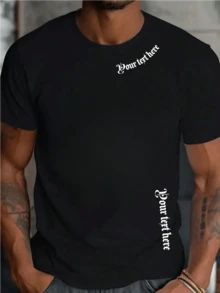 加大码个性化定制文字男士 T 恤，输入您的文字/祝福/有趣的引语/信息，节日礼物，情人节/生日/周年纪念定制文字，团队建设制服，音乐节，送给他的礼物，派对服装，春夏男士圆领短袖 T 恤，送给他的礼物，情人节礼物 - 黑色 - 查看 2