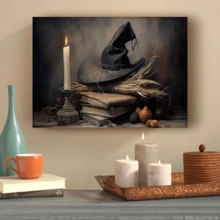 1pc No Frame Witchy Decor Canvas Wall Arts Print Posters, Halloween Witch Poster, Vintage Art Deco Style, Modern Retro Frameless Wall Hanging Decor For Living Room, Bedroom, Home Office - Home Decor,Room Decor,Indoor Artwork With Ink On Canvas - Multicolor - View 5