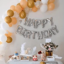 Balões de Aniversário Feliz de 16 polegadas, Faixa de Balões de Aniversário Feliz Prata para Decoração de Festa, Balões de Faixa de Aniversário Auto Inflável com Confete de Balões para Decorações de Aniversário Feliz (Excluindo os Balões)
