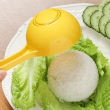 Hell gelber halbkreisförmiger Reisschöpfer - langanhaltend Kunststoff Küchenhelfer mit ergonomischem Griff, praktisch zum Wenden von Reisbällen, Portionskontrolle und Servieren - geeignet für Festtagsmahlzeiten (Halloween, Weihnachten, Ostern)