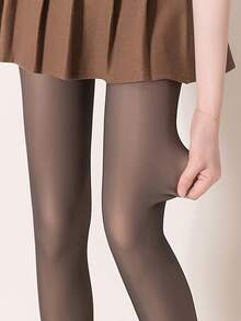 1双秋冬季女士仿透明打底裤羊毛加厚连体裤 - 黑色 - 查看 9