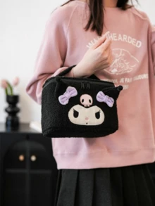 Sanrio 3D Plush Cosmetic Bag, Adorable Characters Design, Hello Kitty, My Melody, Kuromi & Cinnamoroll Designs, Extra Large Capacity & Wide Opening For Easy Packing, Soft Premium Quality Fabric With Double Zipper Closure, Perfect For Travel, Daily Use & As A Gift For Girl Friend