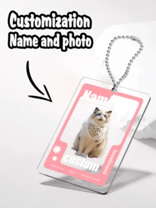 Personalized Pet Name & Photo Acrylic Keychain, Women Backpack Pendant, Gifts For Couples, Friends, Pets, Customized Photo Keychains For Birthdays, Memorials - Many - View 4