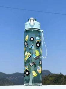 1pc 800ml Animal Dinosaur Straw Cup, Outdoor Sports Camping Water Bottle, Large Capacity Portable Cute Lady Office Water Bottle, Gradient Color Plastic Cup, Valentine's Day Gift - Multicolor - View 19