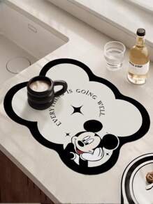 Disney 1pc Disney Mickey Mouse Silicone Coffee Machine Drying Mat, Waterproof Anti-Oil Desk Pad, Heat Resistant Cup Mat, Non-Slip Kitchen Table Mat (Mickey Mouse Design Has 1 Mickey, Mickey & Minnie Design Has 2 Mickeys)