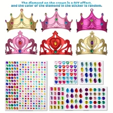 3pcs Princess Crown Set - DIY Party Crowns, Including 6 Crowns And Crystal Patches, Hand-Made Diamond Patch Crown, Suitable For Parties And Birthdays, Ideal Stickers And Small Gifts (Crown Style And 3 Sticker Sheets Randomly Included)
