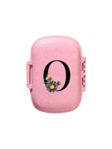 便携式 8 格密封药盒，防尘防潮，一周 7 天使用，黑色雏菊向日葵字母艺术字母设计，药丸、胶囊和维生素收纳盒，首字母旅行药丸收纳盒，8 格便携式 A-Z 字母药盒，每日维生素药盒，口袋钱包药品收纳盒小药丸容器，字母 ID 吊饰收纳盒 - 彩色 - 查看 17