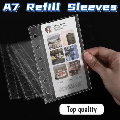 10pcs/20pcs/30pcs A7 Binder Clear Card Sleeves, 3 Inch Postcards Holder, 6 Holes Kpop Mini Collect Book Refill Bags School Supplies,Back To School