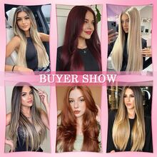 8Pieces/Set Clip In Hair Extensions Long Straight 26inch/66cm Thick Synthetic Hair Piece Silk Fiber Double Weft Heat Resistant Natural 8Pcs Hairpieces Highlight Mix Pure Colors For Women Daily Party Festival Halloween Christmas - Dark Brown & Ash Blonde - 查看 3
