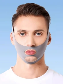 1pc Women's Face Beauty Lifting Belt - Tightening Facial Wrinkle Reducing Sagging Invisible Elastic Face Mask, Essential For Home Skincare, Adjustable Breathable Face Mask - Reusable Facial Tool Suitable For Women And Men - Chin Lifting, For Sleeping, Exercise And Yoga, Lightweight, Breathable And Wrinkle-Free, Y2K Goth Style Essential For Travel - Grey - View 2