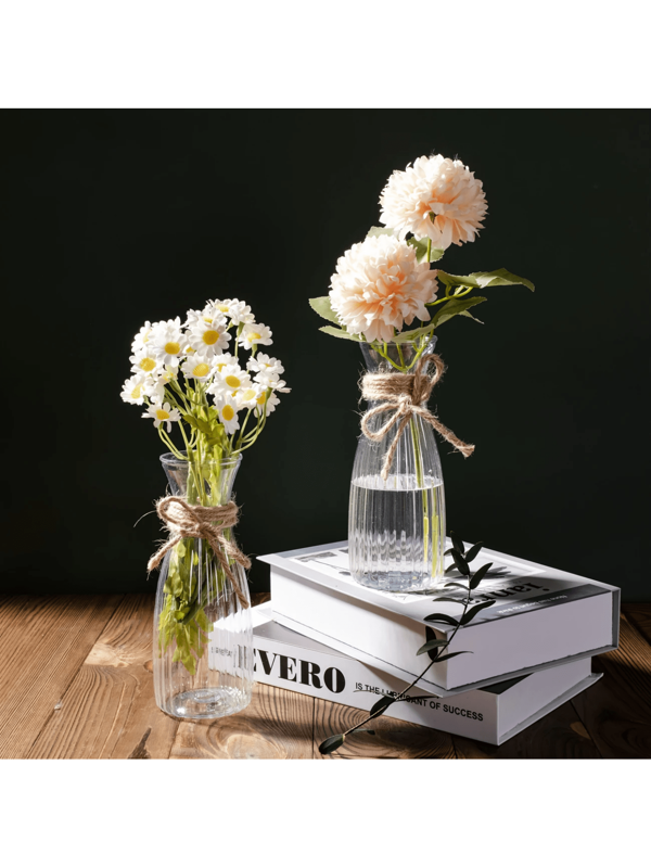 Jarrones de estilo rayado de plástico, jarrones transparentes, artesanías de arreglos florales DIY, apropiados para diversos ramos y decoración DIY, decoración de festivales y del hogar, aplicables a la decoración de mesas, bodas, familias, banquetes y suministros para decoración de jarrones