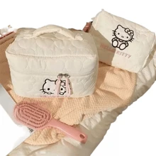 Sanrio Canvas Makeup Bag - Large Capacity, Non-Waterproof, Scent-Free Cosmetic Organizer For Tools & Accessories,Boho Vibes,For Holiday Beach, Bathroom Collection, Bedroom Collection, Large Capacity