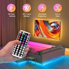NBBUFF LED Strip Lights 3.28FT-100FT, Smart RGB Color Changing Light Strips With 44-Key Remote, 6 DIY Modes, Adjustable Brightness & Speed, Easy Installation For Bedroom, Ceiling, Party, Christmas Decor, TV Background Light, Room Decor Lights