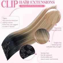 8Pieces/Set Clip In Hair Extensions Long Straight 26inch/66cm Thick Synthetic Hair Piece Silk Fiber Double Weft Heat Resistant Natural 8Pcs Hairpieces Highlight Mix Pure Colors For Women Daily Party Festival Halloween Christmas - 深棕色和沙棕色 - 查看 6