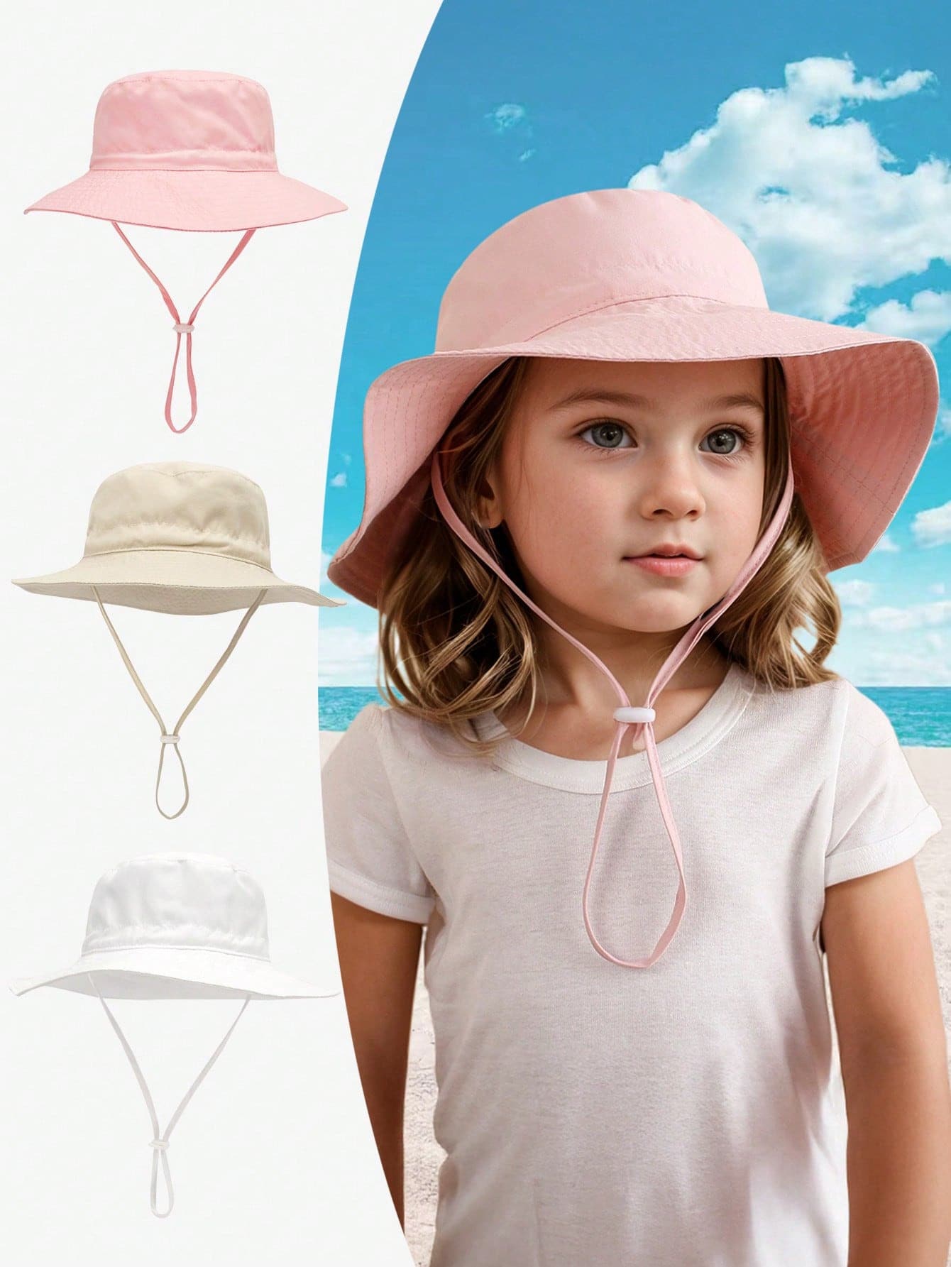 1 pezzo Cappello da sole per bambini in tinta unita, traspirante, protezione solare, cappello da spiaggia in tessuto leggero per uso esterno quotidiano - A - Visualizzare 1