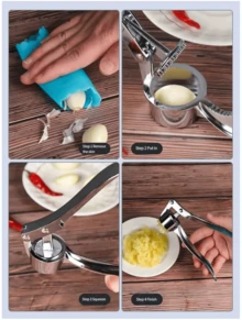 Stainless Steel Garlic Press | Manual Garlic & Ginger Crusher | Rust-Resistant, Easy To Use And Clean | Suitable For Kitchen, Dining Room And Home