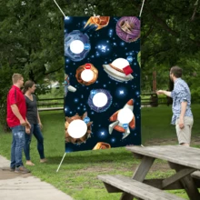 1 件充满活力的外太空投掷游戏横幅 - 银河主题派对背景，适合室内/室外生日庆祝活动等 - 带有行星、火箭和不明飞行物的彩色太空主题装饰，太空派对装饰 - 彩色 - 查看 4