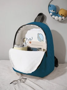 1pc Customized Cartoon Lion Pattern Plaid Backpack, Can Be Customized With Your Unique Design, Essential Item For Back To School, Can Print Your Own Name Or Gift To Siblings And Classmates