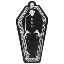 1pc Gothic Punk Vampire Coffin Embroidered Patch - Black & White Iron-On Badge For Jackets, Trucker Hats, Clothing - Rebellious Dark Fantasy Gift For Edgy Style, Intricate Embroidery | Detailed Craftsmanship, Goth Accessories - 混色 - 查看 1