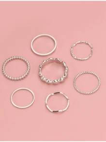 7 件时尚女士戒指套装，可叠戴戒指组合