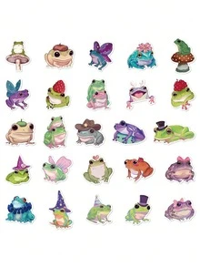 50 张傻青蛙贴纸非常适合剪贴簿、日记、笔记本电脑、滑板等，为您的设备增添趣味！、贴纸、青蛙、搞笑贴纸