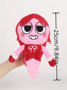 Molutian Dandy's World 红色恐龙打鼾雪莉毛绒玩具 | 柔软的动漫毛绒动物，带有心形设计，是送给孩子和动漫迷的可爱收藏礼物，富有表现力的眼睛，令人想抱抱的毛绒玩具 - 彩色 - 查看 18