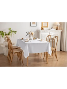1 Piece White 90-Inch Round Tablecloth: Wrinkle-Resistant And Washable Banquet Tablecloth; Spill-Proof High-Density Fabric Tablecloth Suitable For Wedding Events And Daily Household Use.