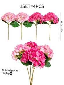 4 件人造花绣球花束，假花适用于墙壁、客厅、卧室、婚礼、派对装饰、桌面装饰。家居、桌面装饰、厨房、婚礼、餐桌、中心装饰、办公室、花园、户外、房屋、露台装饰、春季、夏季、秋季和冬季装饰 - 彩色 - 查看 3