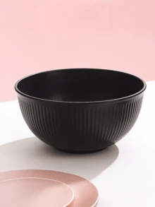1 套高品质黑麦秸秆餐具套装，条纹餐具 - 包括盘子、碗和杯子，适合家庭使用，学校用品 - 黑色 - 查看 5