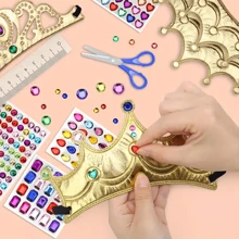 3pcs Princess Crown Set - DIY Party Crowns, Including 6 Crowns And Crystal Patches, Hand-Made Diamond Patch Crown, Suitable For Parties And Birthdays, Ideal Stickers And Small Gifts (Crown Style And 3 Sticker Sheets Randomly Included)