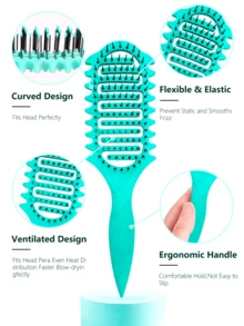 1 件卷发梳 – 专业波浪边顺发梳，打造卷发和毛躁控制，男女适用软垫设计（减少断裂，增强光泽 – 沙龙级顺滑效果）