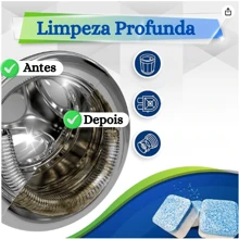 Kit 24 Limpador De Maquina Lavar Roupa Pastilha Tablete Comprimido Efervescentes Multifuncional Higieniza Limpa Tambor