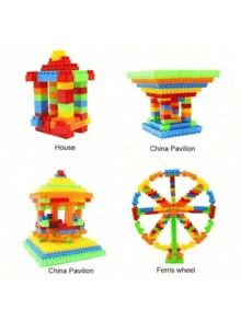 [100pcs/150pcs/200pcs/300pcs/440pcs] Building Blocks Set, Children's Assembly Medium & Small Particle Construction Blocks Model Educational Puzzle Toys, DIY Assembly Toys (Random Color), Suitable For Holiday, Birthday, Thanksgiving, Halloween, Christmas, Easter Gifts - Multicolor - View 7