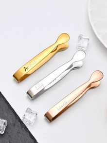 1pc Custom Text 304 Stainless Steel Tongs, Ice Tongs, Sugar Cube Tongs, Ice Cubes, Ice Bucket Tongs, Food Snacks, Small Tongs, Thickened Multi-Purpose Tongs
