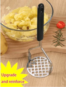 Stainless Steel Multi-Function Press - Can Crush Potatoes, Vegetables, Garlic And Extract Juice | Efficient Manual Kitchen Tool