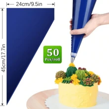50 Disposable Piping Bags Per Pack, Extra-Large And Thickened 21-Inch Size, Suitable For Decorating Cookies, Cupcakes, And Dessert Cakes. A Must-Have For Back-To-School Season. - Blue - View 11
