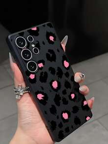 1个黑色和粉色豹纹时尚手机壳，创意防震防滑保护套，兼容、荣耀、红米、三星，防水防摔防刮，春季礼物 - 黑色 - 查看 4