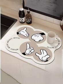 Disney 1pc Disney Mickey Mouse Silicone Coffee Machine Drying Mat, Waterproof Anti-Oil Desk Pad, Heat Resistant Cup Mat, Non-Slip Kitchen Table Mat (Mickey Mouse Design Has 1 Mickey, Mickey & Minnie Design Has 2 Mickeys)
