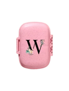 便携式 8 格密封药盒，防尘防潮，一周 7 天使用，黑色雏菊向日葵字母艺术字母设计，药丸、胶囊和维生素收纳盒，首字母旅行药丸收纳盒，8 格便携式 A-Z 字母药盒，每日维生素药盒，口袋钱包药品收纳盒小药丸容器，字母 ID 吊饰收纳盒 - 彩色 - 查看 22